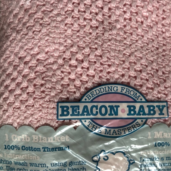 100% Cotton Thermal Crib Light Pink Baby Blanket. New Vintage from Late ‘90’s - Picture 3 of 7
